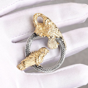 Nouveau Collier Tendance Rétro en Acier Inoxydable avec Pendentif Double Cercle Corbeau pour Hommes et Femmes, Style Bambou, Vente Chaude Transfrontalière - Product Image 4