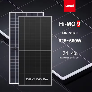 Panneaux solaires photovoltaïques monocristallins bifaciaux demi-cellules argentés Hi-MO 9 LR7-72HYD 625-660W double vitrage, efficacité 24,4% - Product Image 1