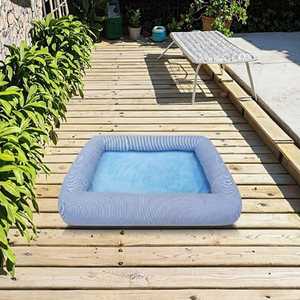 Meiweipet sofá grande para dormir para perros y gatos azul cielo Rectangular en forma de piscina cama de felpa lindo antideslizante pelusa impresa pliegues para perros - Product Image 2