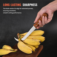 Couteau à fruits traditionnel en acier inoxydable avec manche en bois, couteau à banane écologique ambidextre, finition brossée
