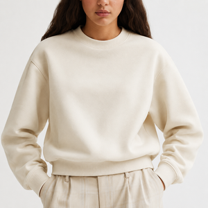 Custom Logo Winter <b>Crewneck</b> Women's Oversized Pullover Long Sleeve Sweatshirt with Embroidery & Badge Printing - Product Image 1