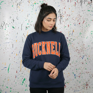 BUCKNELL BLUE Mock Neck Sweatshirt 100% Cotton Applique Embroidery Vintage High Street Winter URBAN PRODUCTIONS - Product Image 1