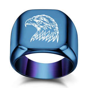 Eagle Stainless Steel Polished <b>Ring</b> <b>For</b> <b>Men</b> Square 18mm Retro Punk Style Gift Jewelry - Product Image 5