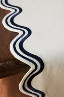 Nappe de table en lin moderne écologique, serviette de table personnalisable, broderie double ligne, motif matelassé, durable et lavable