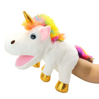 Nouvelle licorne jouets en peluche enfants créatifs interactif bouche ouverte marionnette à main mignon enfants ventriloque poupées