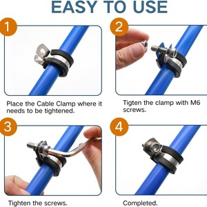 Cable <b>Clamp</b> Kit 25Pcs 304 Stainless Steel Rubber Pad Pipe <b>Clamps</b> For Cable Fixation 6-19mm - Product Image 1