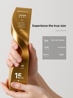 Nouveau Trophée Personnalisé en Alliage d'Aluminium 2026, Forme Vague Créative, avec Gravure Gratuite et Impression UV pour Événements et Récompenses d'Entreprise