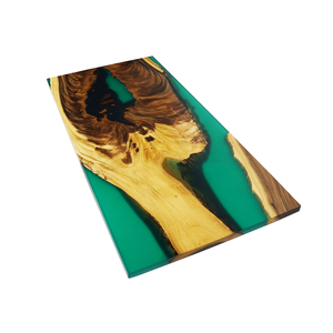 Đảo hiện đại Nhà văn phòng bàn tùy chỉnh Epoxy nhựa tấm bảng với Gỗ Óc Chó rắn vòng màu xanh lá cây <span class=keywords><strong>Countertop</strong></span> tùy chọn tùy chỉnh - Product Image 4