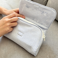 Pochette de maquillage personnalisée en toile imprimée avec boucle magnétique, organiseur de voyage, fermeture éclair et rabat