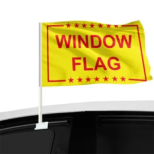 קידום מכירות מוצר גבוהה-איכות 100% פוליאסטר דו צדדי רכב דגל חיצוני רכב חלון דגל עם סוגר
