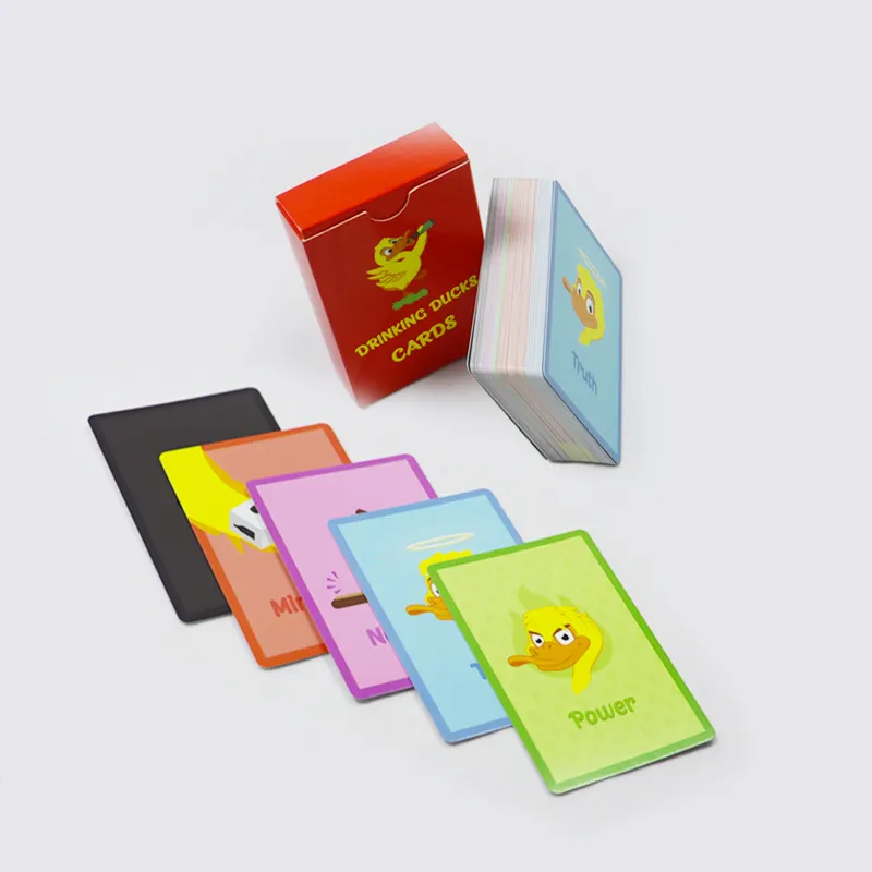 Personalizado impreso adulto borracho conversación dibujos animados tarjetas de juego diseño de impresión interesante bebida pregunta pato juego de cartas