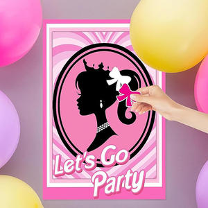 Póster Adhesivo 'Vamos a Fiestear' <span class=keywords><strong>para</strong></span> Juego <span class=keywords><strong>de</strong></span> Ponerse los Ojos Ante los Ojos, Diseño <span class=keywords><strong>de</strong></span> Silueta <span class=keywords><strong>de</strong></span> Niña con Corona y Lazo, <span class=keywords><strong>para</strong></span> Accesorios <span class=keywords><strong>de</strong></span> Juego en Fiestas <span class=keywords><strong>de</strong></span> Cumpleaños Infantiles - Product Image 3