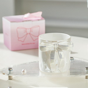 Taza de Cerámica con Lazo Decorativo, Diseño Creativo, para Agua, Café, Desayuno, Apta para Lavavajillas, Ecológica, para Mujeres, Venta al Por Mayor - Product Image 4