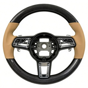Volante Deportivo de Cuero y Fibra de Carbono Roja para <span class=keywords><strong>Porsche</strong></span> 991 981 718 <span class=keywords><strong>Cayman</strong></span> 957 996 Macan 997 Cayenne 911 Panamera 958 992 997.2 - Product Image 5