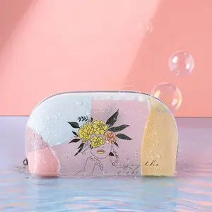 Logo Custom Travel vinile trasparente impermeabile Beach Zipper Wash Bags Tpu Pvc Toilet Women Clear Cosmetic Bag