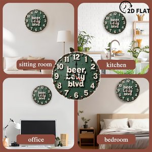 Round Wooden Wall <b>Clock</b> 25x25Cm Minimalist Silent Non Ticking Cafe Bar Decor <b>Clock</b> - Product Image 3