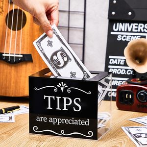 Nhà Máy Bán buôn bartender thanh Tặng gợi ý hộp tiền lưu trữ container tip Jar Acrylic tip Box cho nhà hàng lái xe - Product Image 5
