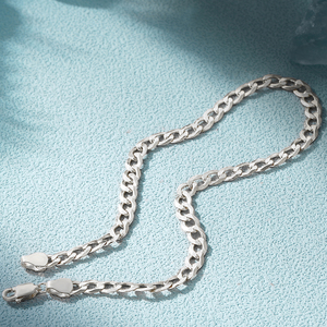 Bracelets chaîne gourmette minimalistes en argent sterling S925 plaqué or 18 carats CANNER 4 mm, vente en gros pour femmes et hommes - Product Image 3