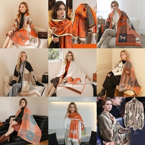 Bufanda de Cachemira Suave y Cálida para Otoño e Invierno, <span class=keywords><strong>YUGE</strong></span>, para Mujer, Versátil, Gruesa, con Patrón de Hojas Tropicales, Reversible - Product Image 4