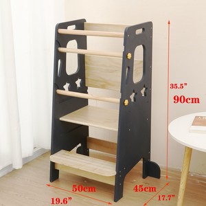 Children's Learning Tower Solid Wood <b>Step</b> Stool With Handrails Safety Design For <b>Kitchen</b> Washing - Product Image 3