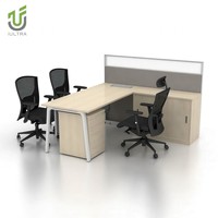 Meubles de bureau commerciaux modulaires modernes IULTRA, table de direction en forme de L avec armoire à porte coulissante, ensemble écologique