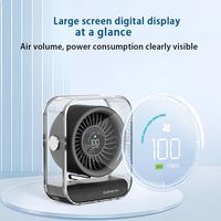 2025 Transparent Ultra-Silencieux Petit Ventilateur LED Affichage Numérique 3000 MAh Grande Capacité de la Batterie 100 Vitesses Réglable Forte Vitesse