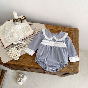 Engepapa Herfst Kinderen Katoenen Ronde Hals Kraag Kant Jurkje Meisjes Kleding Baby Casual Romper - Product Image 5