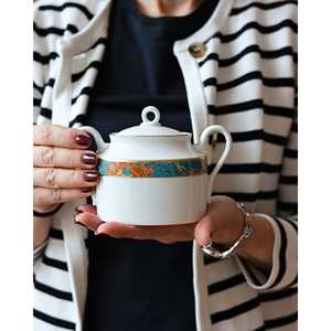 Servizio da Tè Completo Richard Ginori 6 Pezzi Stile Impero con Bordo Astratto - Set di Stoviglie con Consegna Manuale - Product Image 2