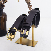 Magasin de détail boutique accessoires comptoir support de ceinture dessus de table or métal hommes ceinture présentoir