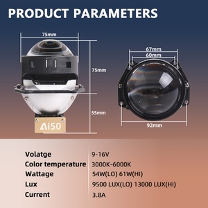 Phares de voiture professionnels à lentille de projecteur bi-LED, 3 pouces, 50W, température de couleur 6000K, haute qualité, lampe de voiture N9 - Product Image 4