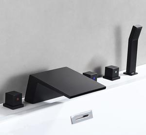 Ensemble de robinets de douche HOMEDEC 5 pièces, robinet de baignoire à montage sur pont avec <span class=keywords><strong>douchette</strong></span> <span class=keywords><strong>extractible</strong></span> - Product Image 2