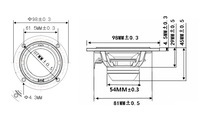 (35-032) Haut-parleur large bande de 3,5 pouces (98 mm) 15W/20W 4/8 Ohm, cône en aluminium, contour en caoutchouc, haut-parleur portable haute sensibilité