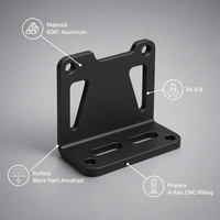 Support de montage de refroidisseur d'huile en alliage d'aluminium 6061 et acier inoxydable, anodisé noir, usiné CNC 4 axes, modèle T68, Master Craft