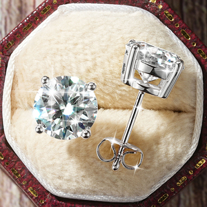 Classic 4mm 5mm 6.5mm 7.5mm 8mm Round D Color VVS1 Moissanite Simple Four-Claw <strong>Stud</strong> <strong>Earrings</strong> for Women - Product Image 6