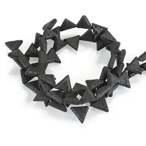 Black Loose Lave Stone Beads Cube Square Triangle Shaped Lava Rock Gemstone Energy Stone Beads for Bracelet Jewelry Making