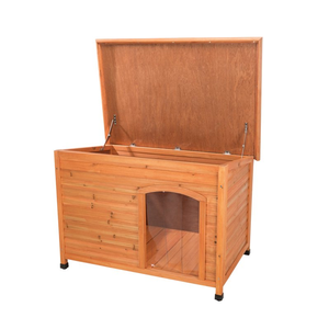 בית כלבים חיצוני קטן מבודד חום קלאסי עמיד בפני מזג אוויר עם גג צירים חומר עץ בר קיימא - Product Image 5