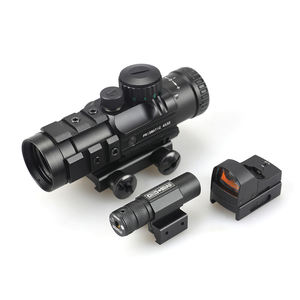 Últimas 4x32 Iluminação Azul Vermelho Verde Prismática Com Mini visão de ponto vermelho e Green Laser Sight Hunting 4X Scopes - Product Image 4