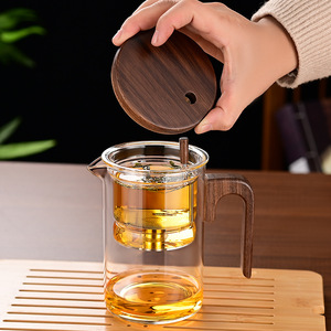 Théière magnétique moderne en borosilicate 600 ml 800 ml à un clic, service à <span class=keywords><strong>thé</strong></span> semi-automatique avec infuseur en verre amovible - Product Image 4