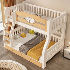 Giường tầng đôi bằng gỗ chắc chắn cho phòng ngủ trẻ em, có cầu thang và ngăn chứa đồ - Product Image 6