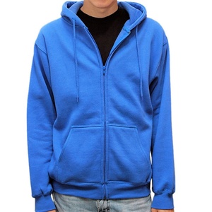 เสื้อฮู้ดผู้ชายแขนยาวเข้ารูปสีทึบเสื้อมีซิปรูดแบบกำหนดเอง - Product Image 3