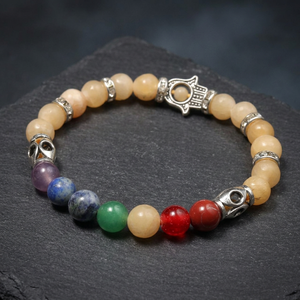 Buy Online Chakr Hamsha Yellow Aventurine Agate Gemstone <b>Bracelets</b>-Carved Engraved Art Collectible - Product Image 3