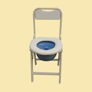 Silla de baño plegable con respaldo, inodoro de acero inoxidable blanco para ancianos y mujeres embarazadas - Product Image 3