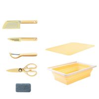 Planche à découper pliable 7-en-1 en plastique avec passoire et panier de lavage pour légumes, compatible lave-vaisselle, pour cuisine, pique-nique et utilisation extérieure