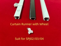 Rouleaux de rail de rideau de 0.45 "de diamètre Porte-rideaux à roues jumelles en plastique avec anneaux Rail de draperie pour fenêtres Pistes de rideau de douche