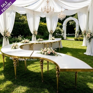 Hot Selling Modern Half Moon <b>Table</b> White Glass Top Wedding Event Banquet Rentals <b>Dining</b> <b>Table</b> - Product Image 1