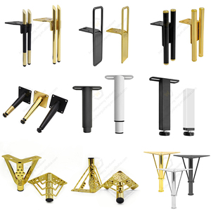 Pieds <span class=keywords><strong>de</strong></span> meubles modernes en fer forgé peints noir et or pour <span class=keywords><strong>cuisine</strong></span>, canapé, lit, chaise, table à manger - Robustes et résistants - Product Image 2