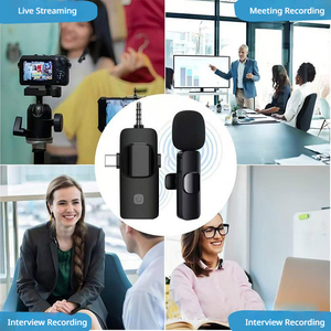 Microphone sans fil cravate et portable 2.4G avec suppression du bruit pour enregistrement professionnel de discours sur appareils Android - Product Image 6