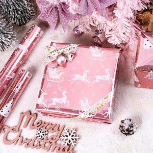 Merture Christmas Wrapping Paper Roll 17x120 Inch <b>Pink</b> Metallic Anti Curl Gift <b>Wrap</b> For Holiday Crafting - Product Image 2