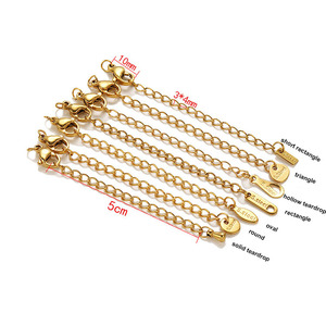 SC1074 Waterproof <strong>Gold</strong> Plated Stainless Steel Bracelet Tail <strong>Chain</strong> <strong>Extenders</strong> with Lobster Clasps for Bracelet Jewelry Making - Product Image 3