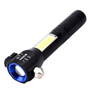 ไฟฉายอเนกประสงค์พร้อมไฟด้านข้างแบบ COB สีแดงเตือนภัย ชาร์จผ่าน USB ได้ กันน้ำ ใช้ในกรณีฉุกเฉิน ลำแสงแรง ตัวเครื่องทำจากพลาสติก - Product Image 4